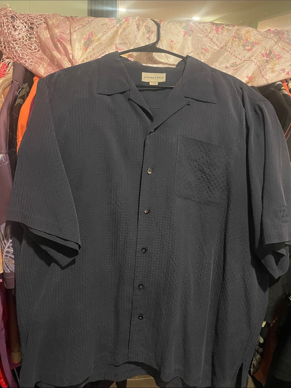 Cutter & Buck Black Short-Sleeve Button-Down Camp Shirt